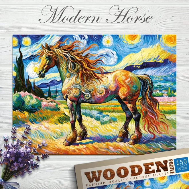 Drevené puzzle Moderný kôň 150 dielikov