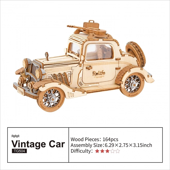 Auto Vintage - moderné 3D drevené puzzle