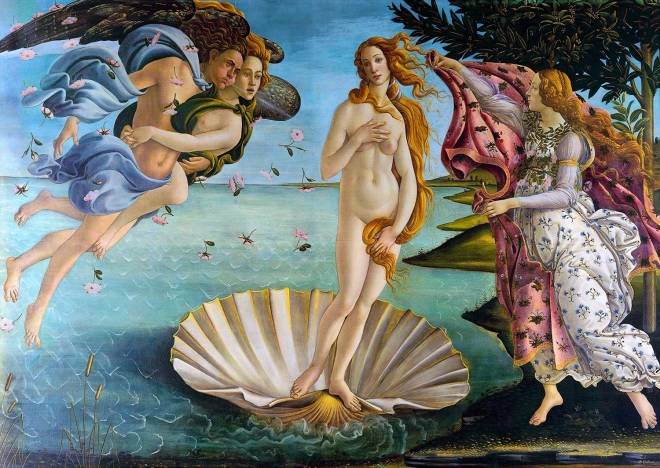 Puzzle Sandro Botticelli: Zrodenie Venuše 1000 dielikov