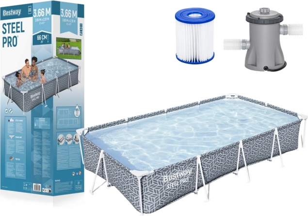 Obdĺžnikový bazén s konštrukciou Bestway Steel Pro 366 x 201 x 66 cm