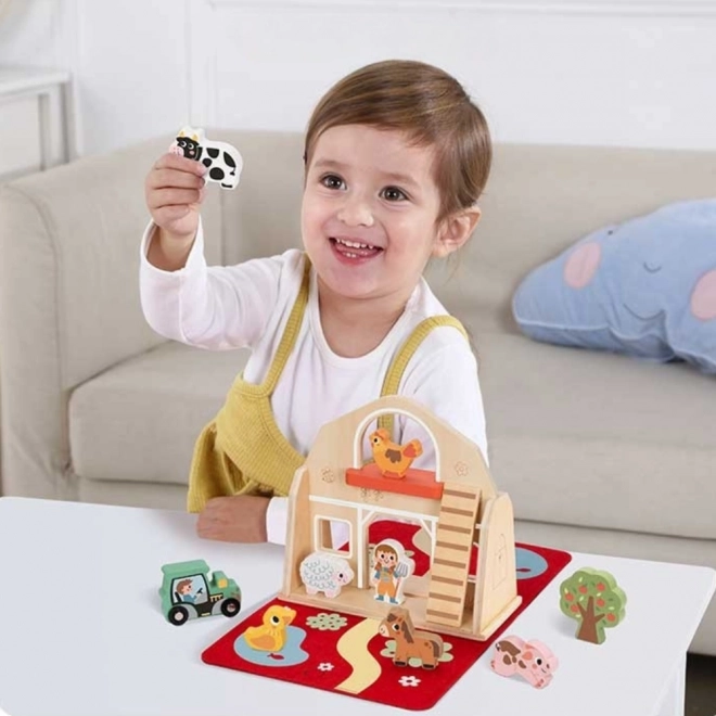 Tooky Toy Drevená skladacia farma s figúrkami zvieratiek