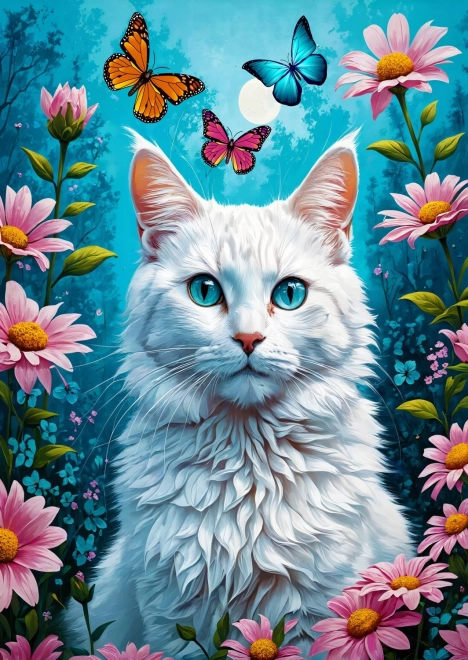 Puzzle biela mačka 1000 dielikov