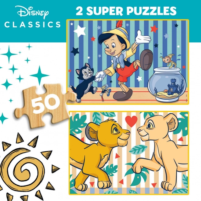 Drevené puzzle Disney klasika 2x50 dielikov