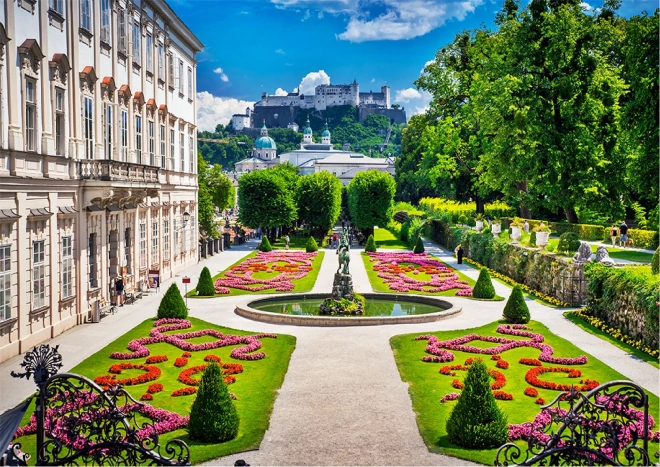 Drevené puzzle Palác Mirabell a Salzburský hrad 2v1