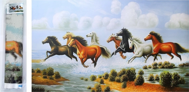 Diamentová mozaika 40x80 - Galop koní