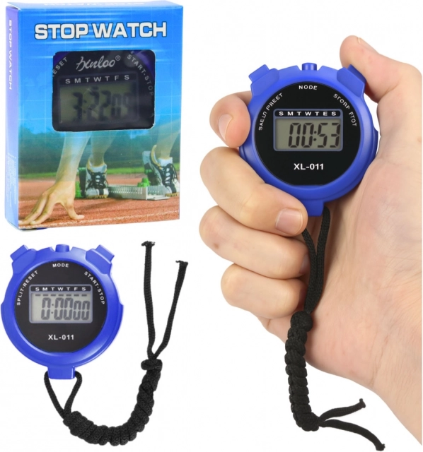 Elektronický športový časovač LCD modrý