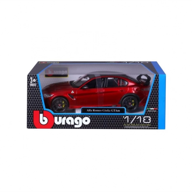 Model Bburago Alfa Romeo Giulia GTAm v červenej metalíze