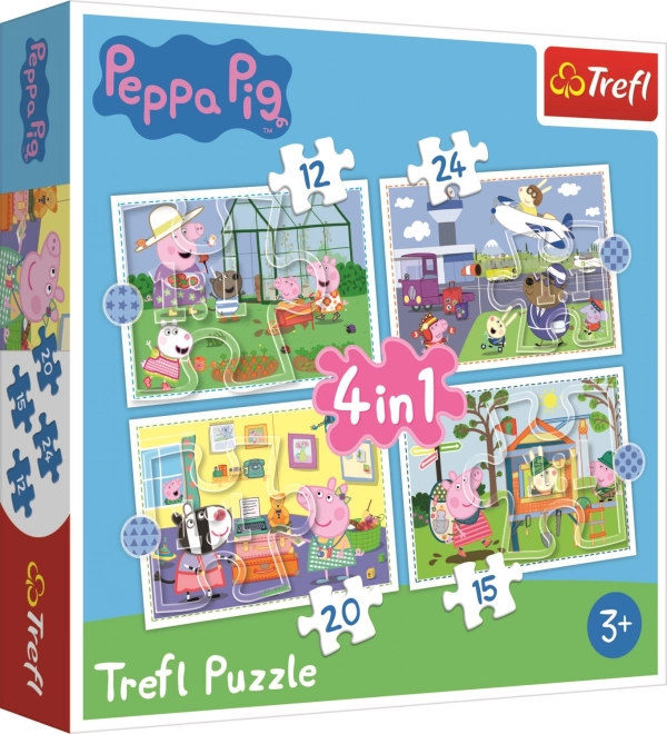 Puzzle Prasiatko Peppa: Spomienky na prázdniny 4v1