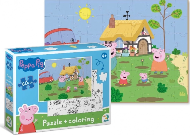 Obojstranné puzzle Prasiatko Peppa na chalupě 60 dielikov