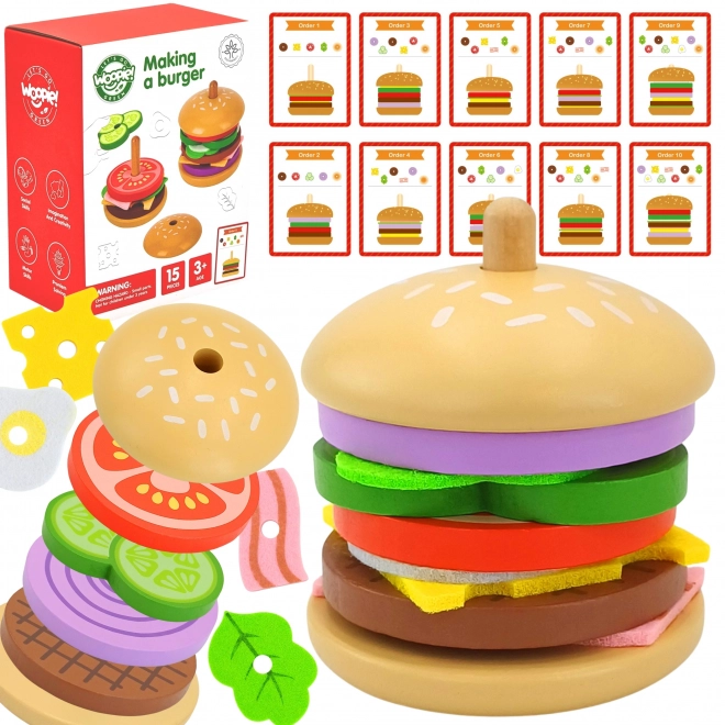 Woopie drevená burger reštaurácia skladačka pre deti