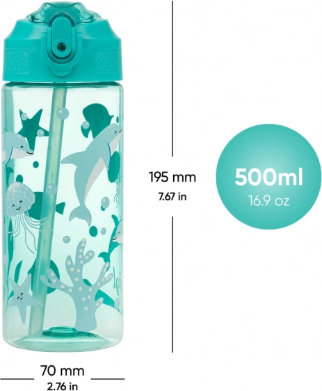 Tritanová fľaša so slamkou svet oceánu 500 ml