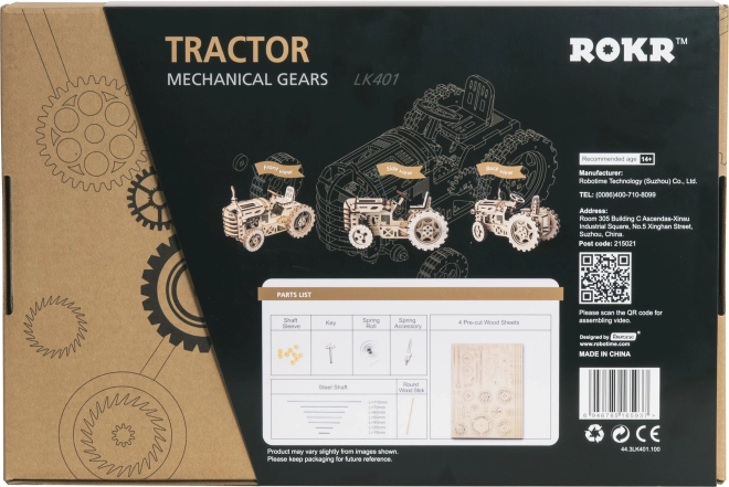 RoboTime 3D drevené mechanické puzzle Traktor