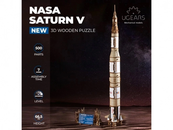 Ugears 3D drevené mechanické puzzle NASA Saturn V