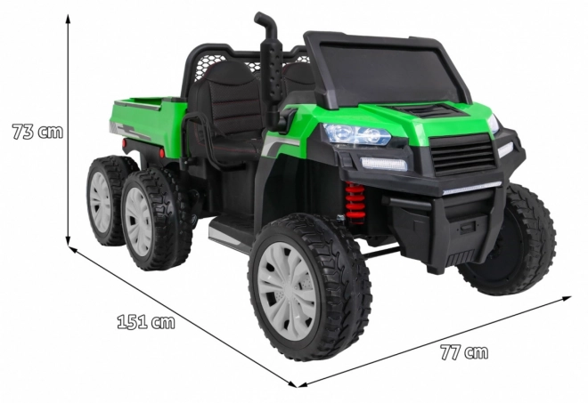 Farmárske auto pre 2 deti Zelené + 4x4 + Diaľkové ovládanie + Kiper + LED Audio