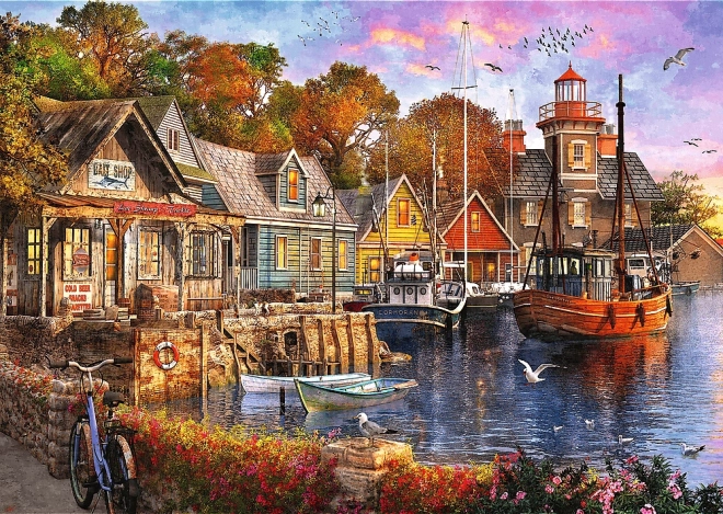 Trefl Puzzle Premium Plus Čas na Čaj: Prístav pri Mori 1000 Dielikov