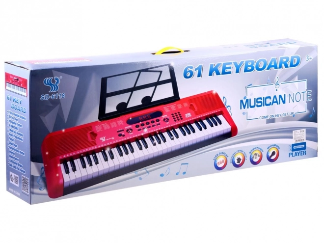 Červený keyboard s mikrofonem