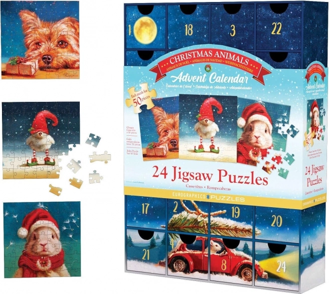 Adventný kalendár puzzle s vianočnými zvieratkami