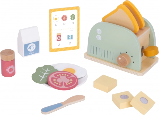 Drevený toaster pastelový raňajkový set od Tooky Toy
