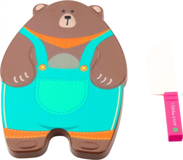 Roztomilá doska v tvare medvedíka a detský nožík