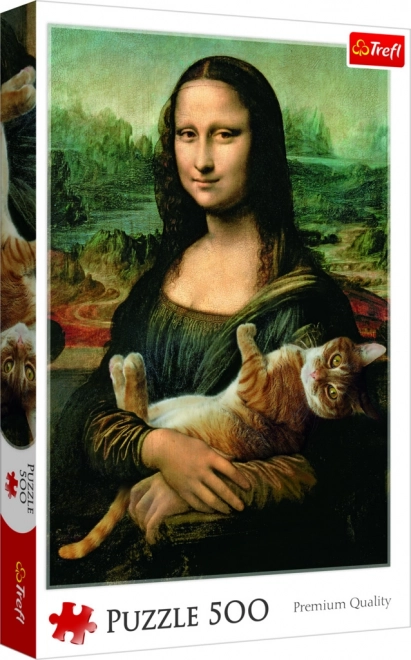 Puzzle Mona Lisa a kocúr Mruczek