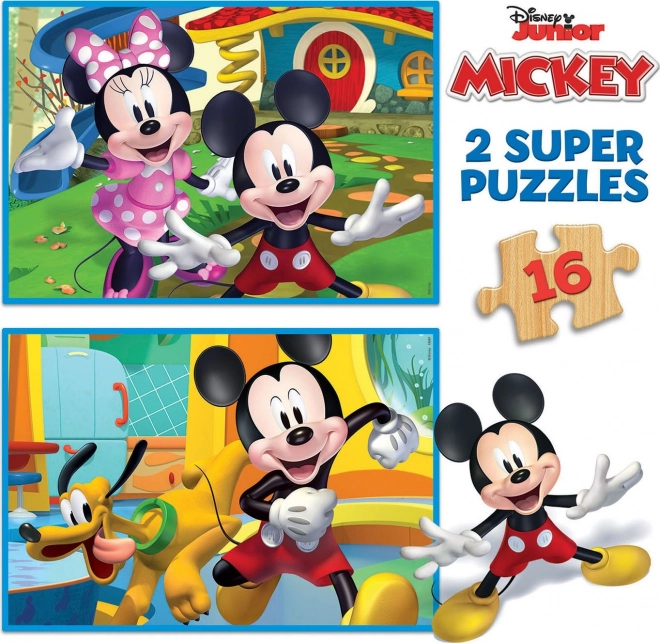 Drevené puzzle Mickey a Minnie