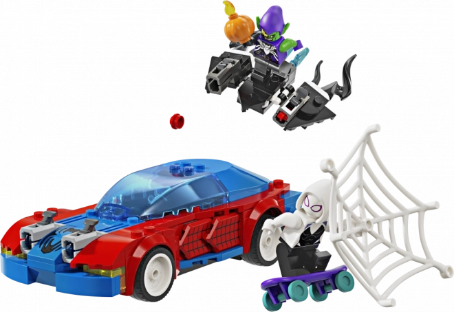 Lego Marvel Spider-Man závodné auto a Venom Zelený Goblin