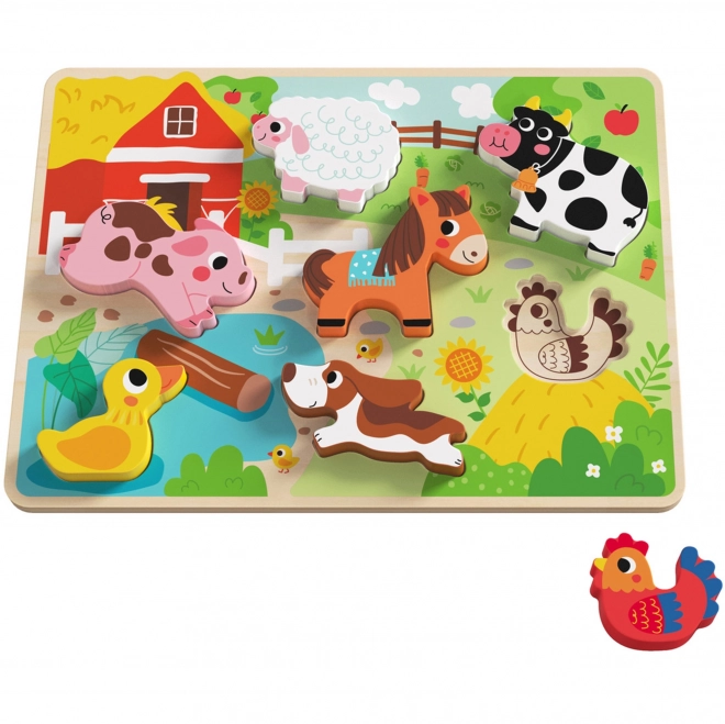 Tooky Toy drevené puzzle Zvieratká na farme