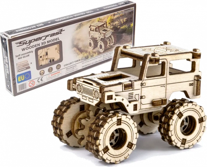 Drevené 3D Puzzle - Model Monster Truck