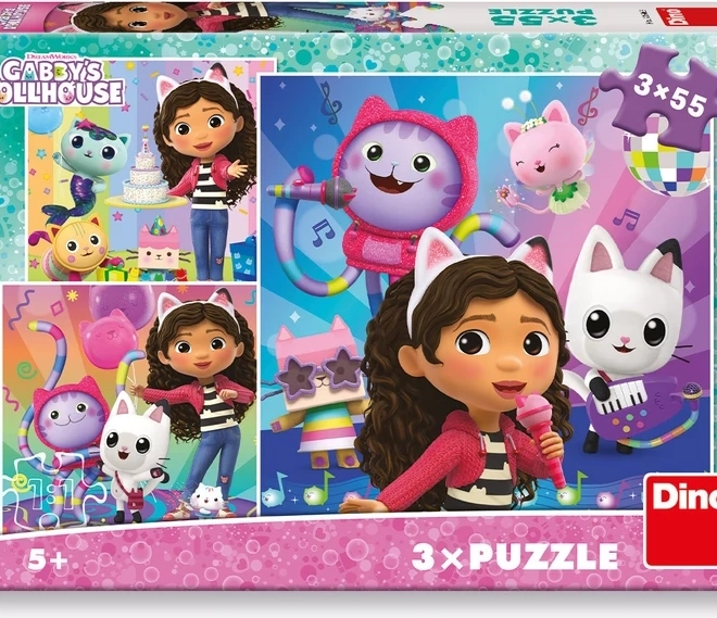 Detské puzzle Gábinkin čarovný domček Oslava 3x55 dielikov