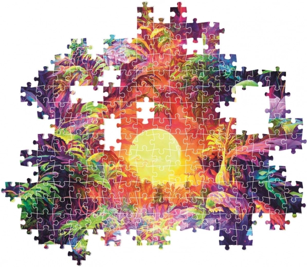 Žiarivý motív džungle pri svitaní