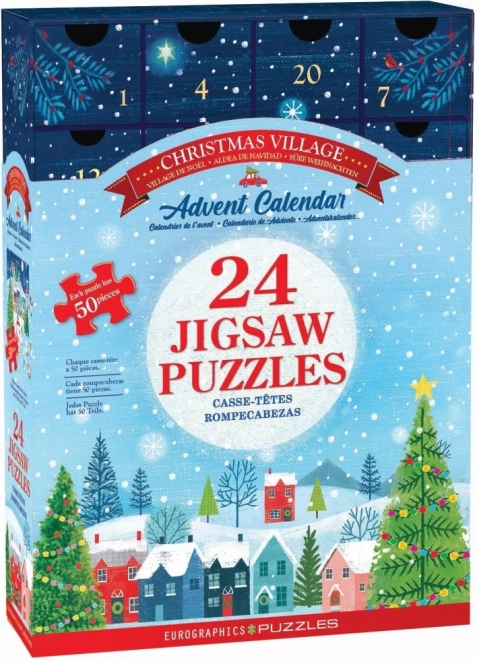 Adventný kalendár Eurographics: Vianočná dedinka puzzle 24x50 dielikov