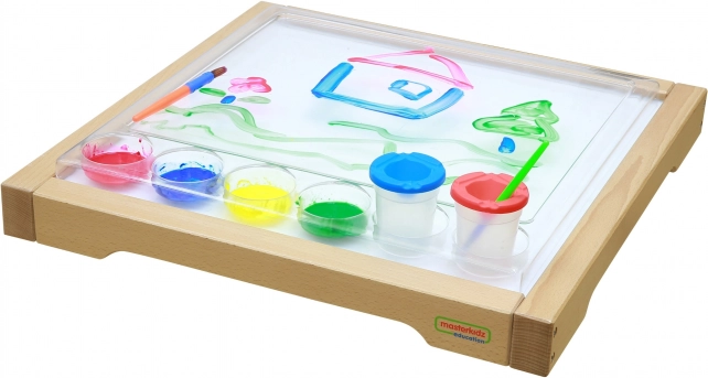 Masterkidz senzorický rám s LED panelom a priehľadnou maliarskou táckou