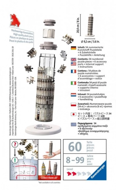 Ravensburger 3D Puzzle Mini Šikmá Veža, Pisa