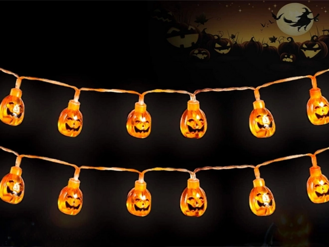 Halloweenské LED dýně na zavěšení 200cm