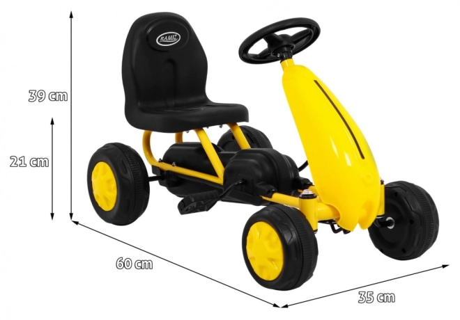 Prvý šlapací gokart pre deti biely – Žltá