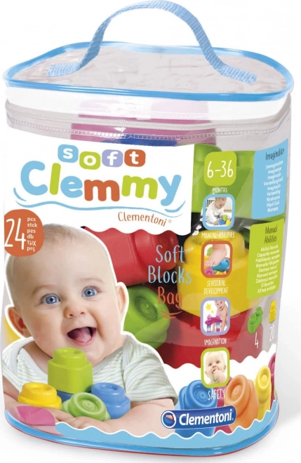 CLEMENTONI SOFT CLEMMY Sada 24 mäkkých kociek v plastovom vrecku