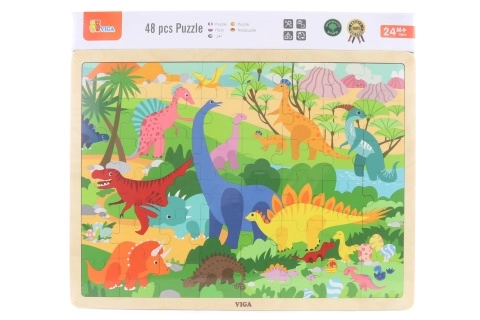 Drevené puzzle 48 dielikov - dinosaury