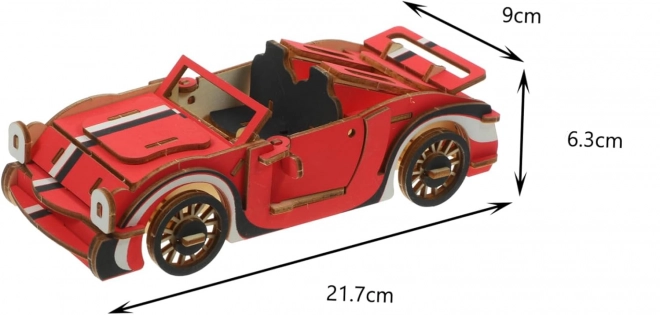 Drevené 3D puzzle Červený kabriolet