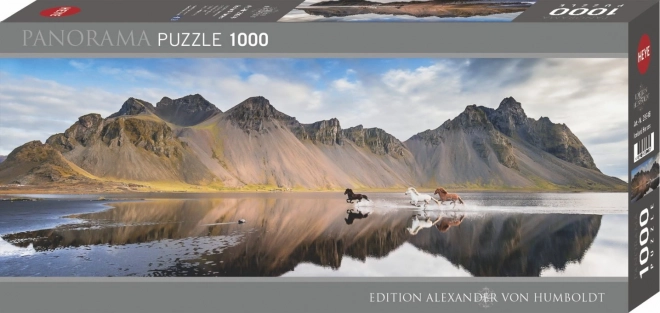 Panoramatické puzzle Koně Islandu 1000 dielikov