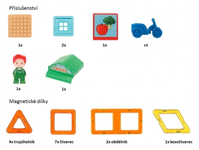 Magnetické stavebnice Mesto - Trh 22 dielov