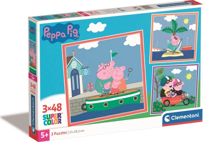 Puzzle Prasiatko Peppa 3x48 dielikov