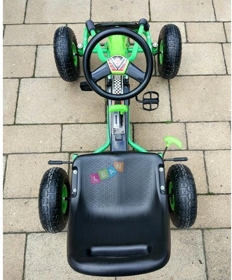 Pedálová vzduchová motokára + Nafukovacie pneumatiky + Nastaviteľné sedadlo – Zelená