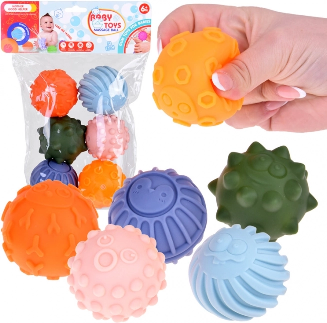 Farebné senzorické loptičky pre deti, 6 ks