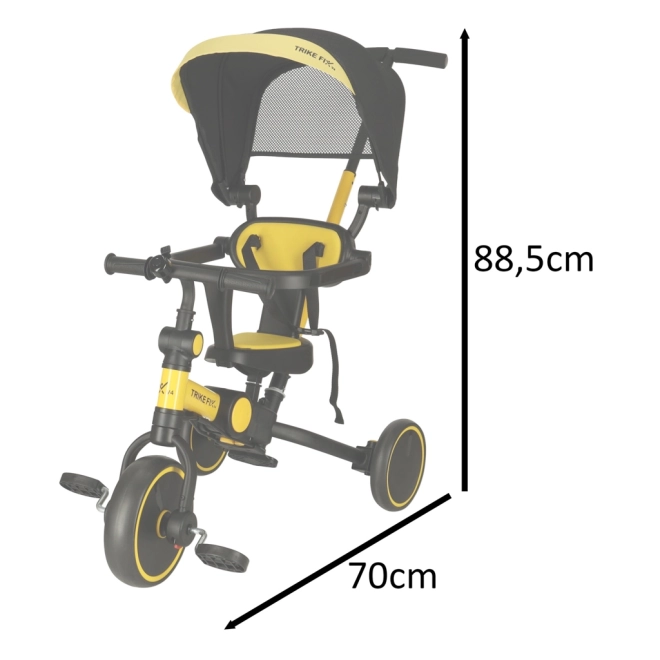 Detská trojkolka TRIKE FIX s opierkou - žlto-čierna