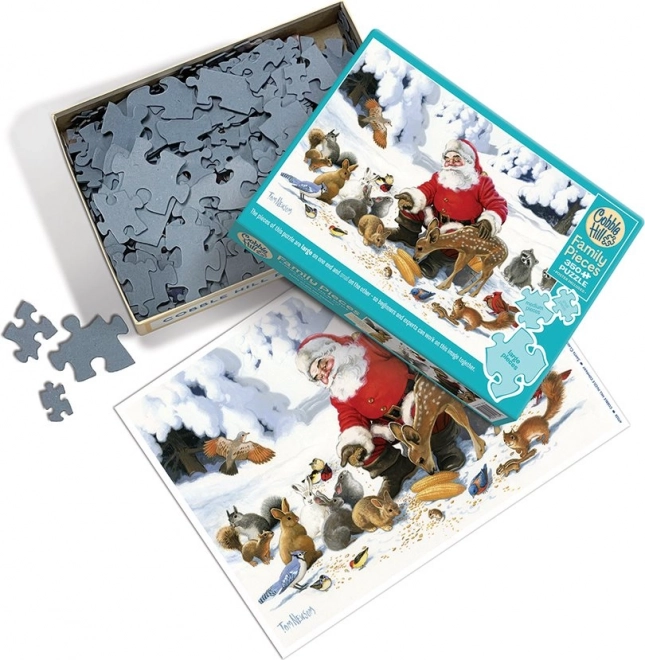 Rodinné puzzle Santa a jeho zvierací priatelia