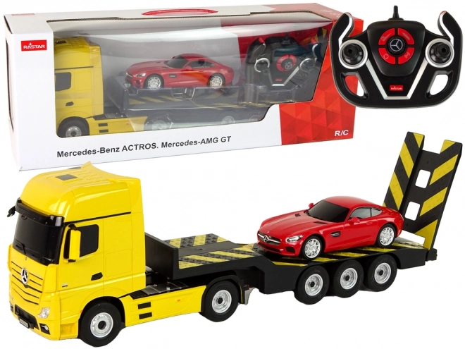 RC autíčko ťahač Mercedes-Benz žlté červené