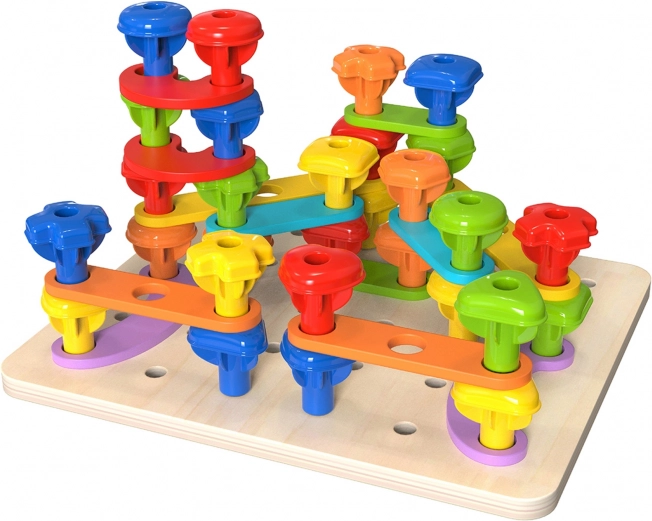 Tooky Toy viacúčelová tabuľa s farebnými skrutkami pre učenie tvarov
