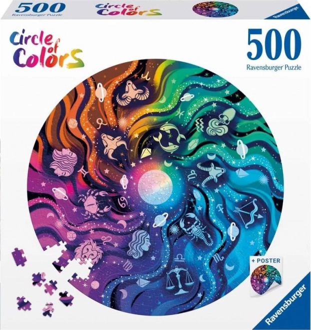 Ravensburger guľaté puzzle Farby kruhu: Astrológia 500 dielikov