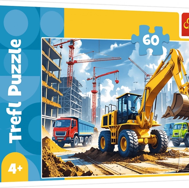 Puzzle Traktor s rýpadlonakladačom 60 dielikov