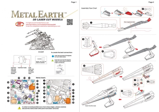 Metal Earth 3D puzzle Star Wars: Poe Dameronov X-Wing Fighter